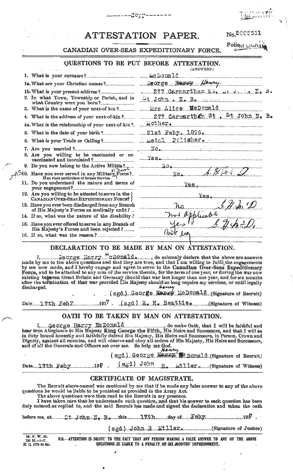 Personnel Records of the First World War - CEF 518841a