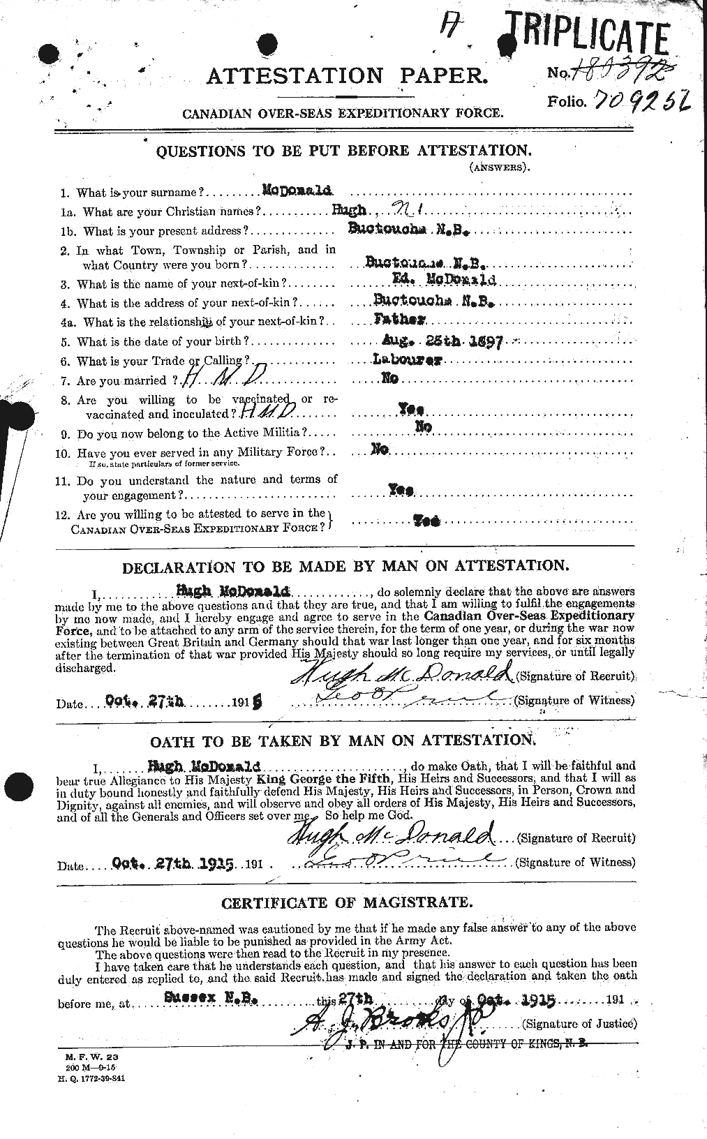 Personnel Records of the First World War - CEF 519100a