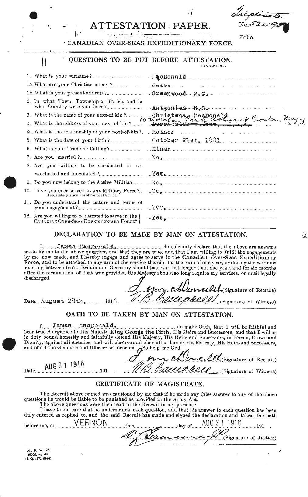 Personnel Records of the First World War - CEF 519211a