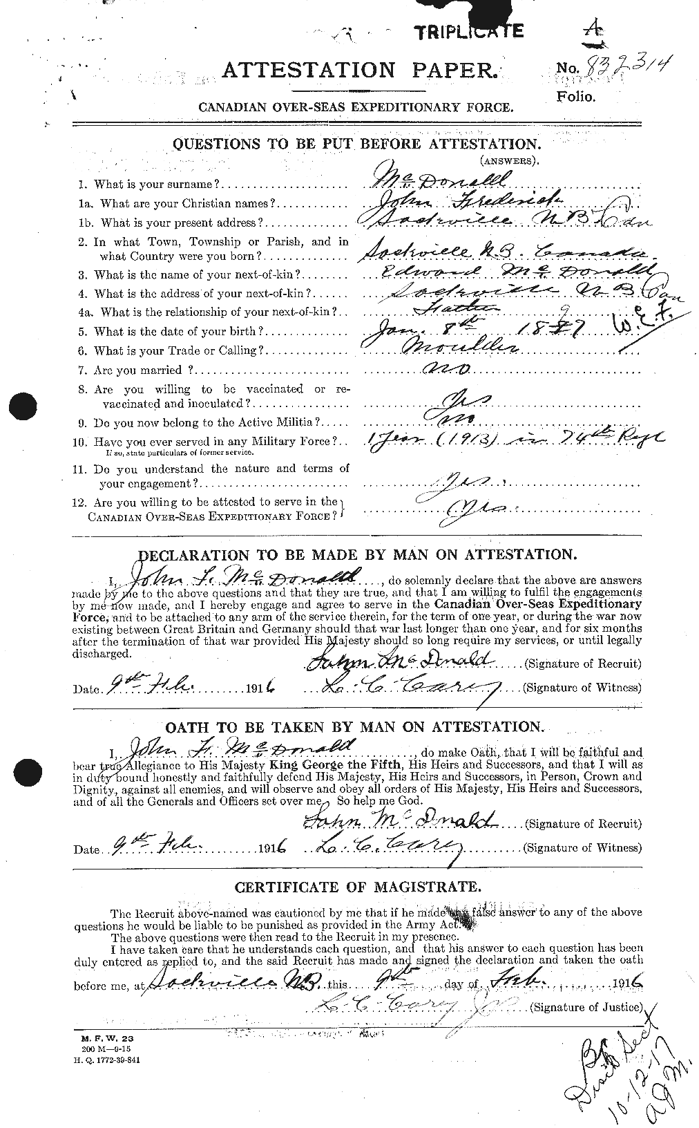 Personnel Records of the First World War - CEF 519464a