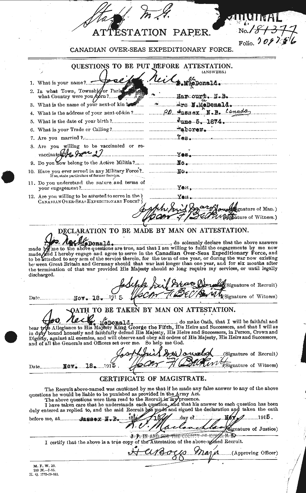 Personnel Records of the First World War - CEF 519696a