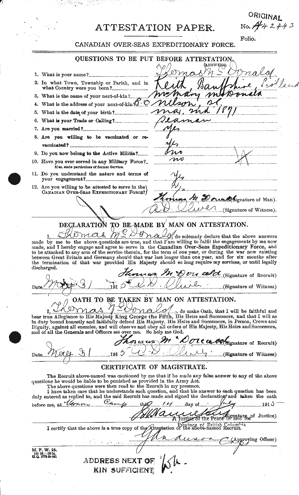 Personnel Records of the First World War - CEF 519812a