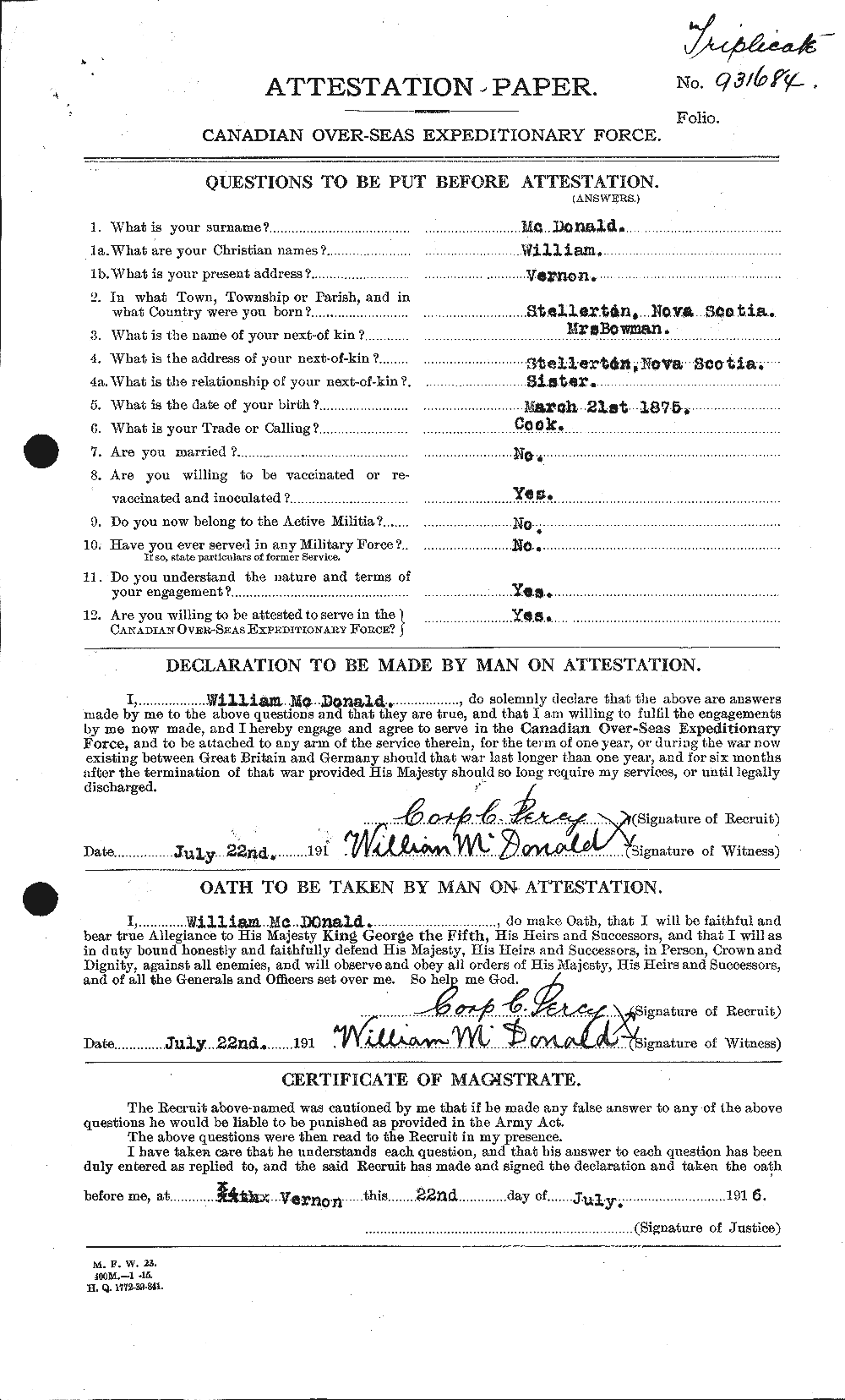 Personnel Records of the First World War - CEF 520051a
