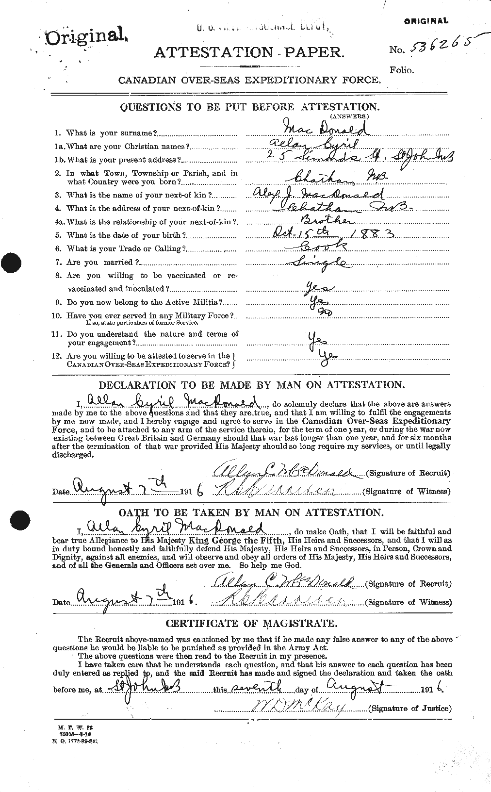 Personnel Records of the First World War - CEF 520333a