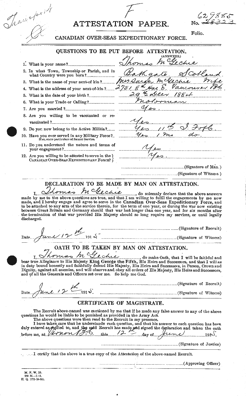 Personnel Records of the First World War - CEF 520418a