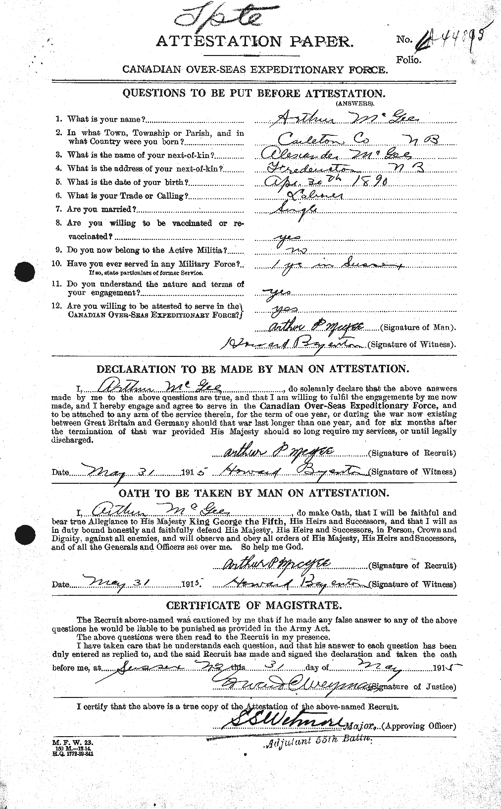 Personnel Records of the First World War - CEF 520424a