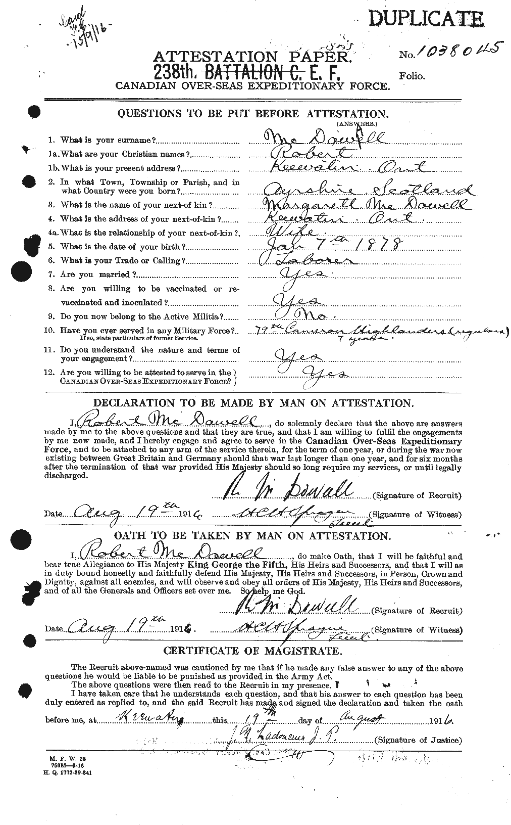 Personnel Records of the First World War - CEF 520593a