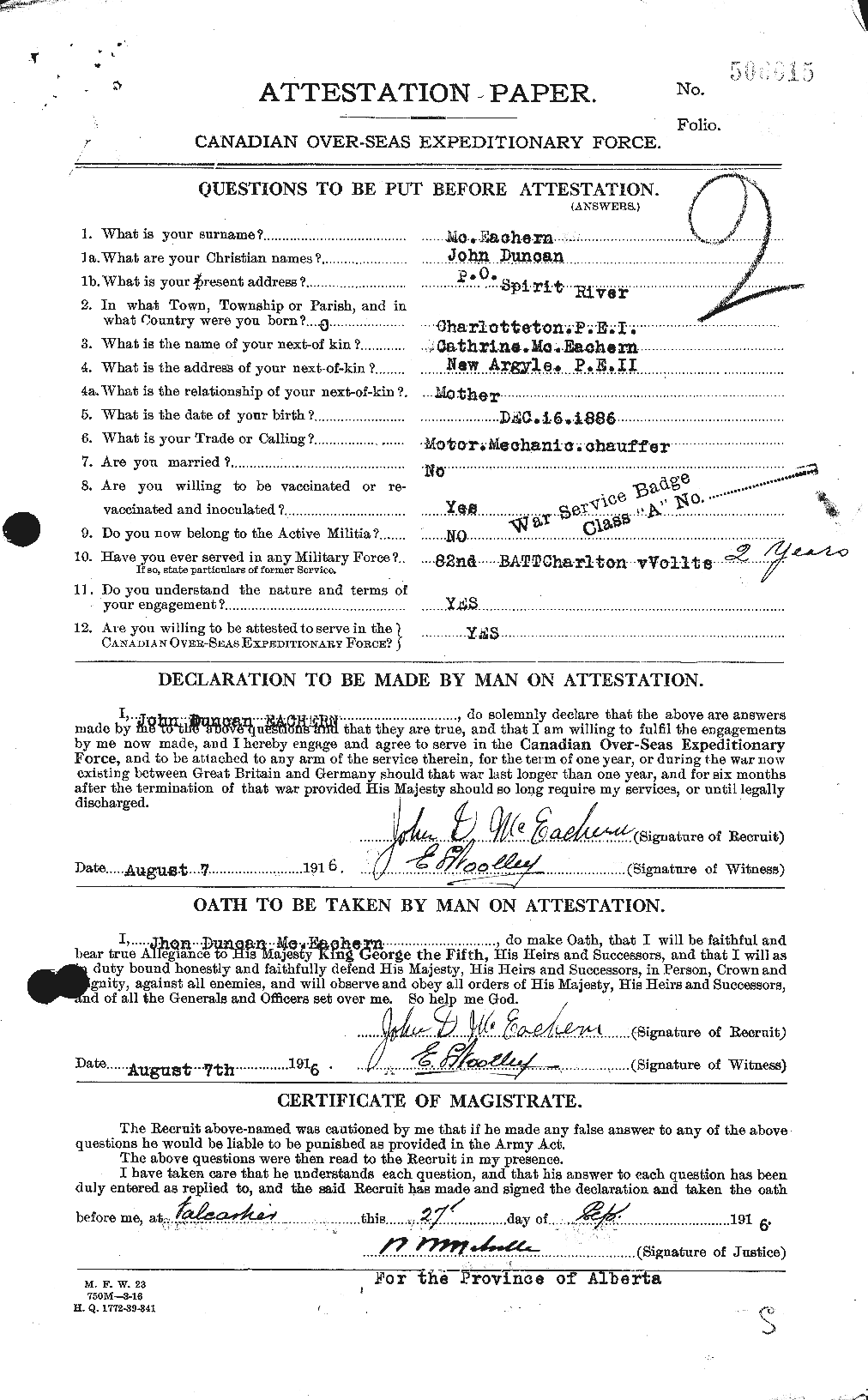 Personnel Records of the First World War - CEF 520883a