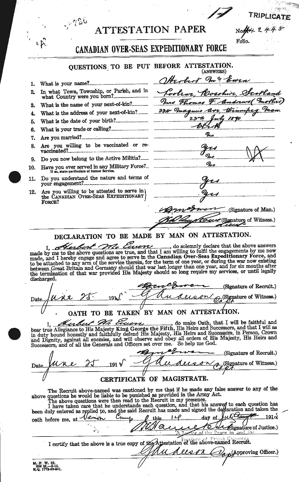 Personnel Records of the First World War - CEF 520933a