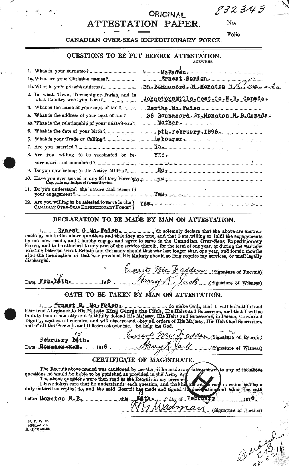 Personnel Records of the First World War - CEF 521046a