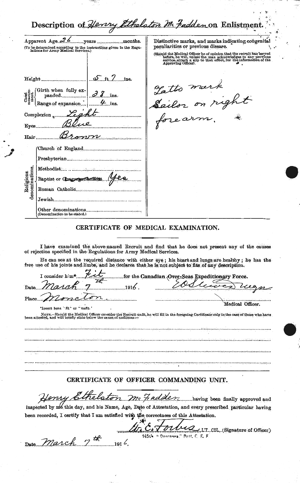 Dossiers du Personnel de la Première Guerre mondiale - CEC 521064b