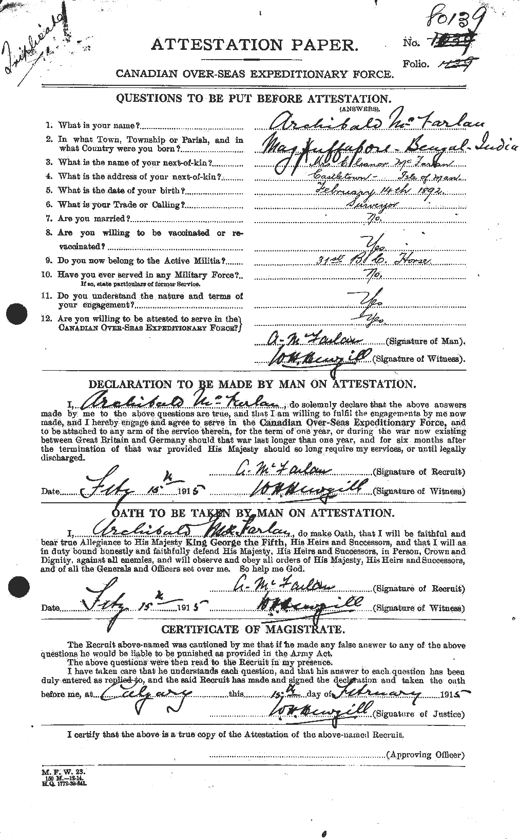 Personnel Records of the First World War - CEF 521254a