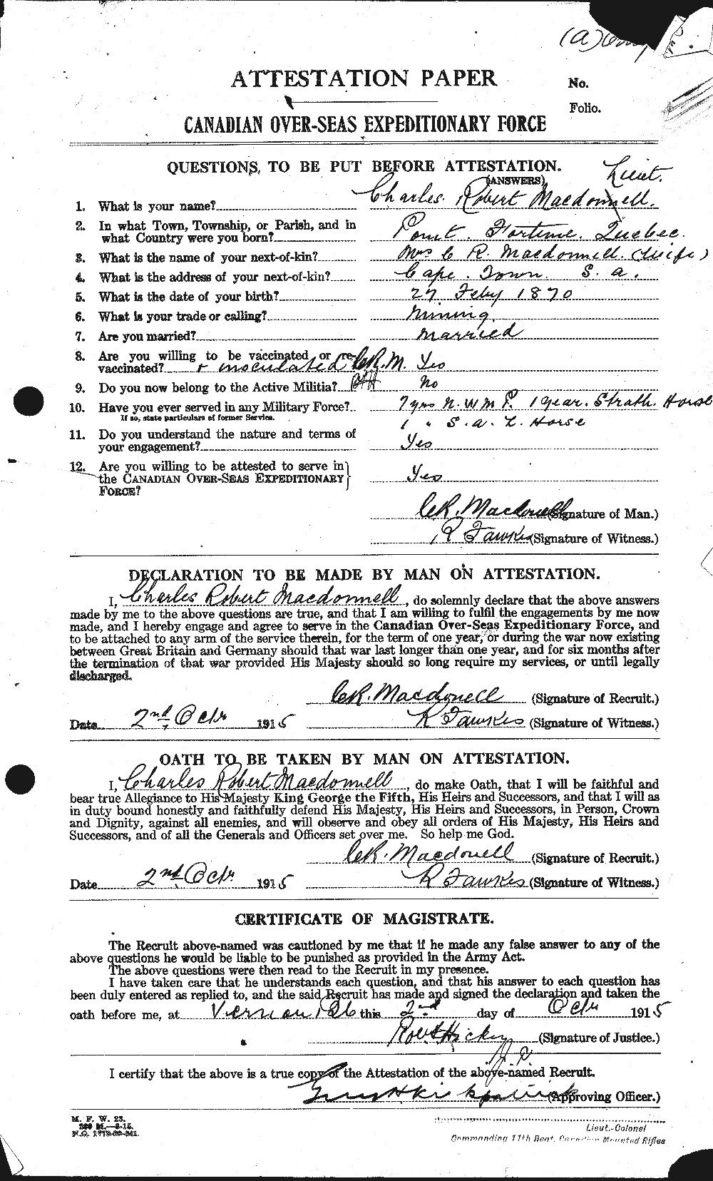 Personnel Records of the First World War - CEF 521409a