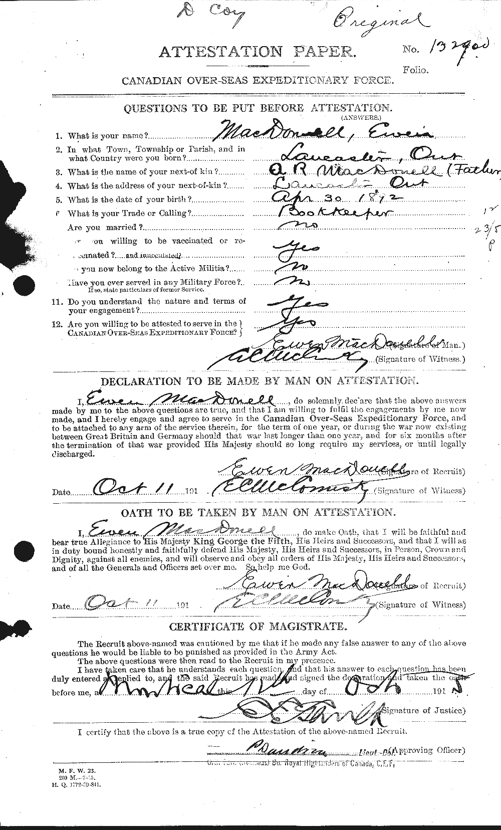 Personnel Records of the First World War - CEF 521435a