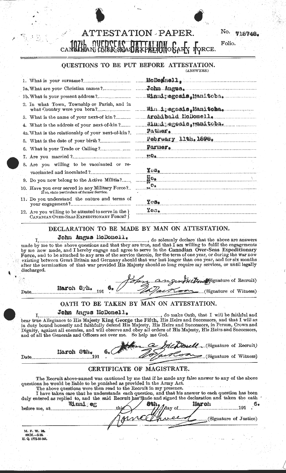 Personnel Records of the First World War - CEF 521464a