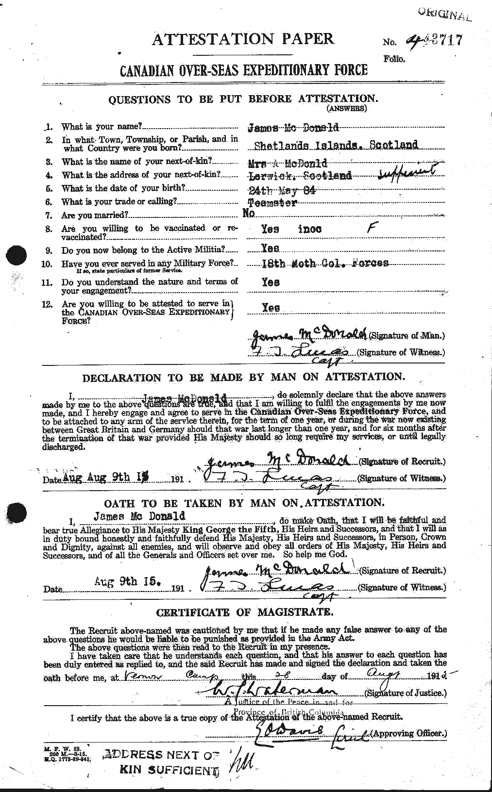 Personnel Records of the First World War - CEF 521613a
