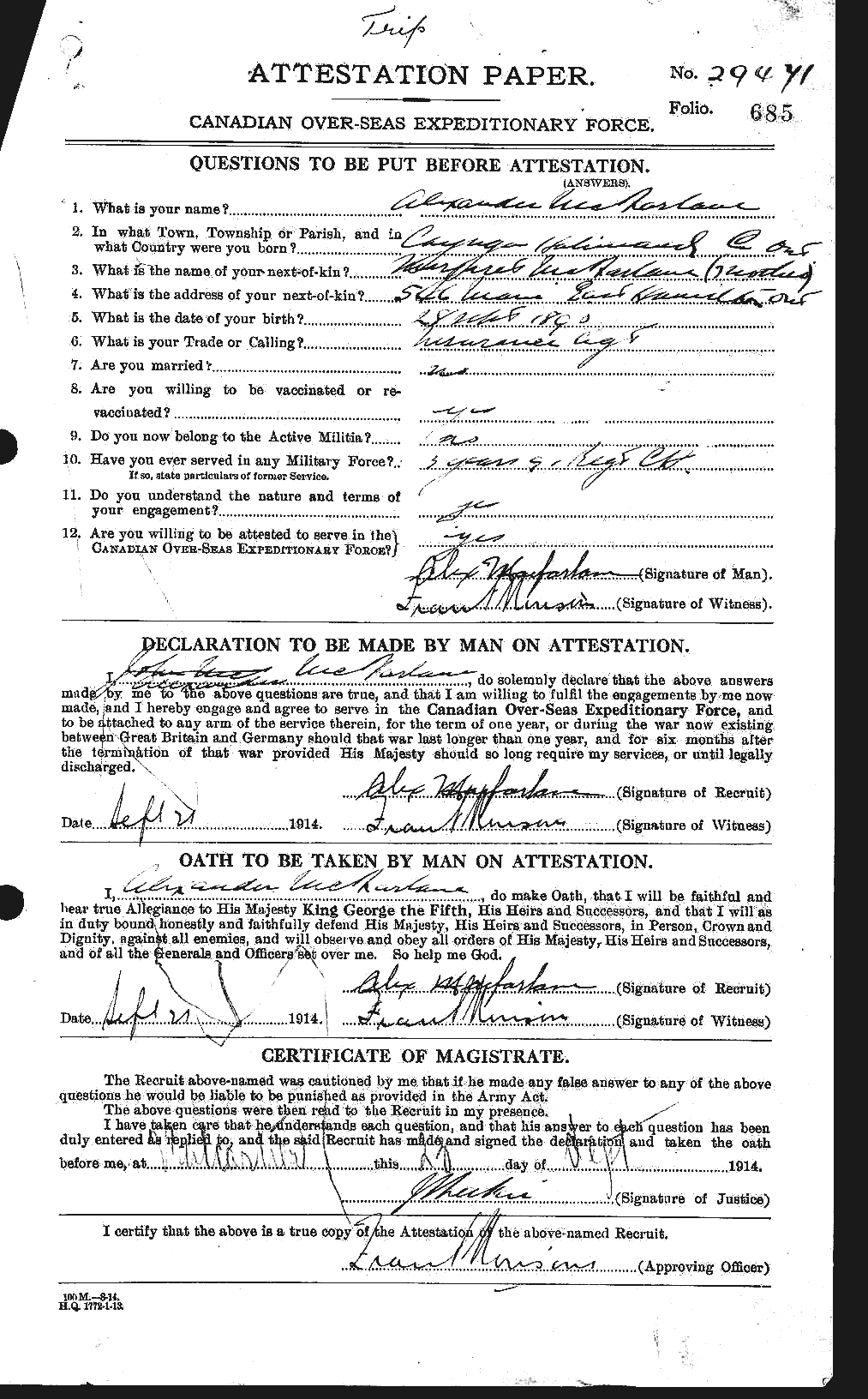 Personnel Records of the First World War - CEF 521692a