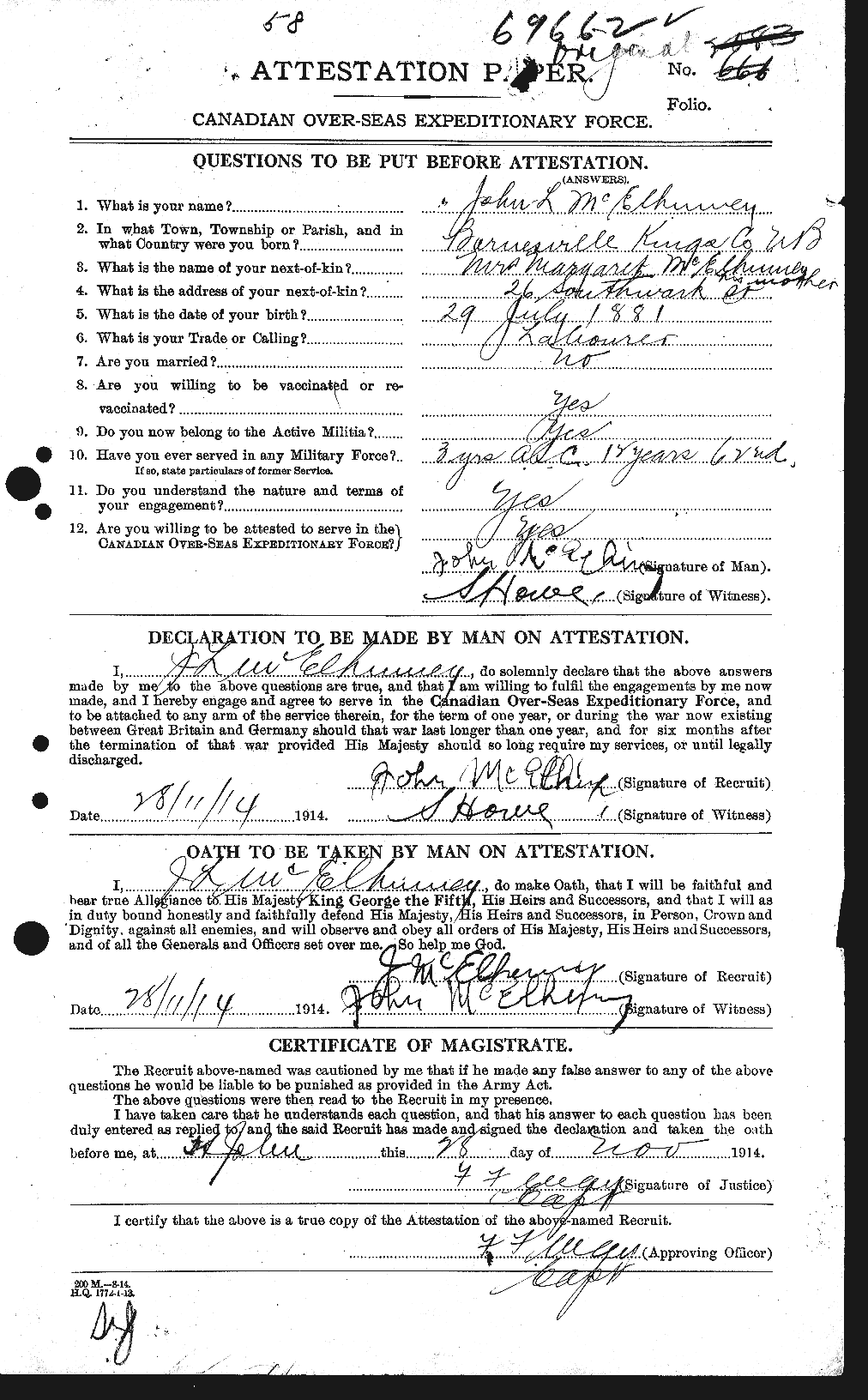 Personnel Records of the First World War - CEF 521994a