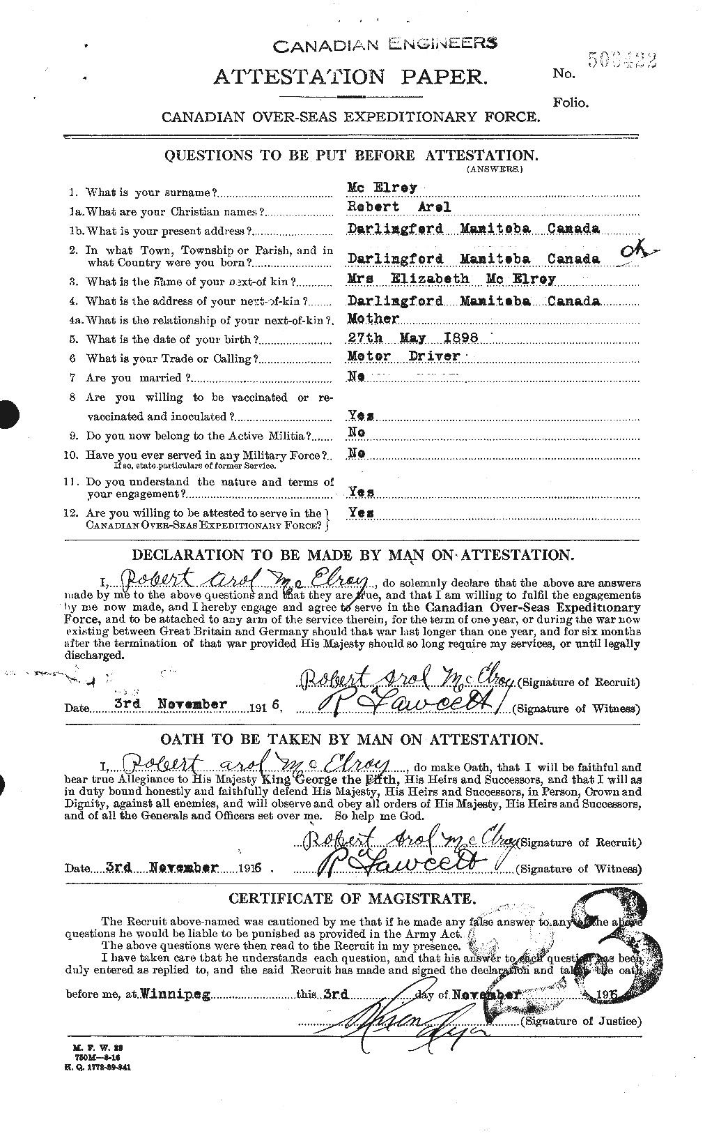 Personnel Records of the First World War - CEF 522074a