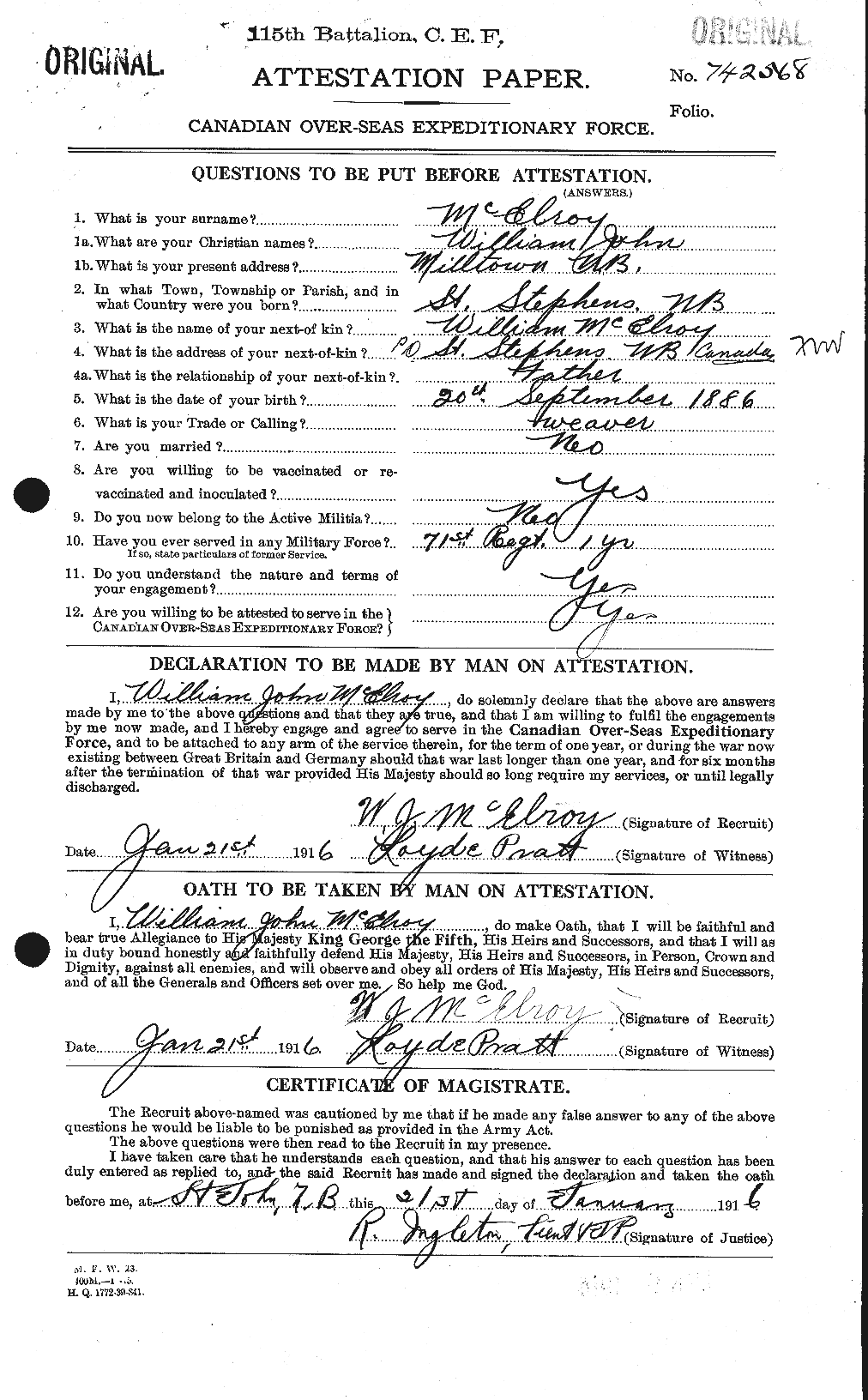 Personnel Records of the First World War - CEF 522093a