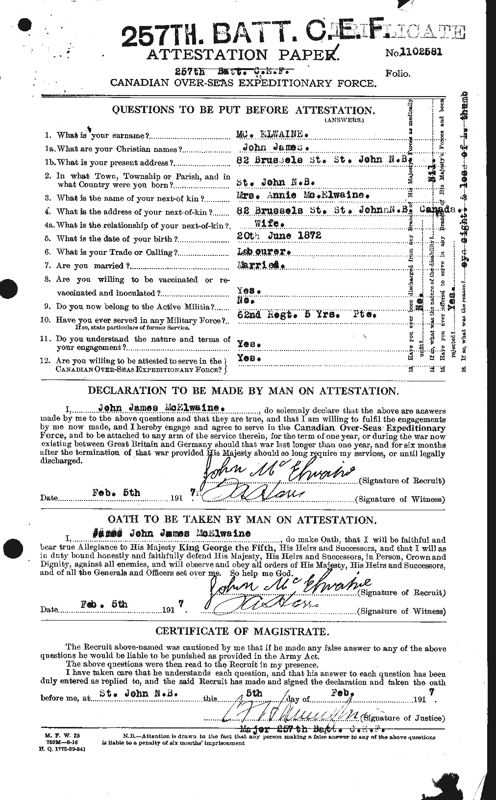 Personnel Records of the First World War - CEF 522114a