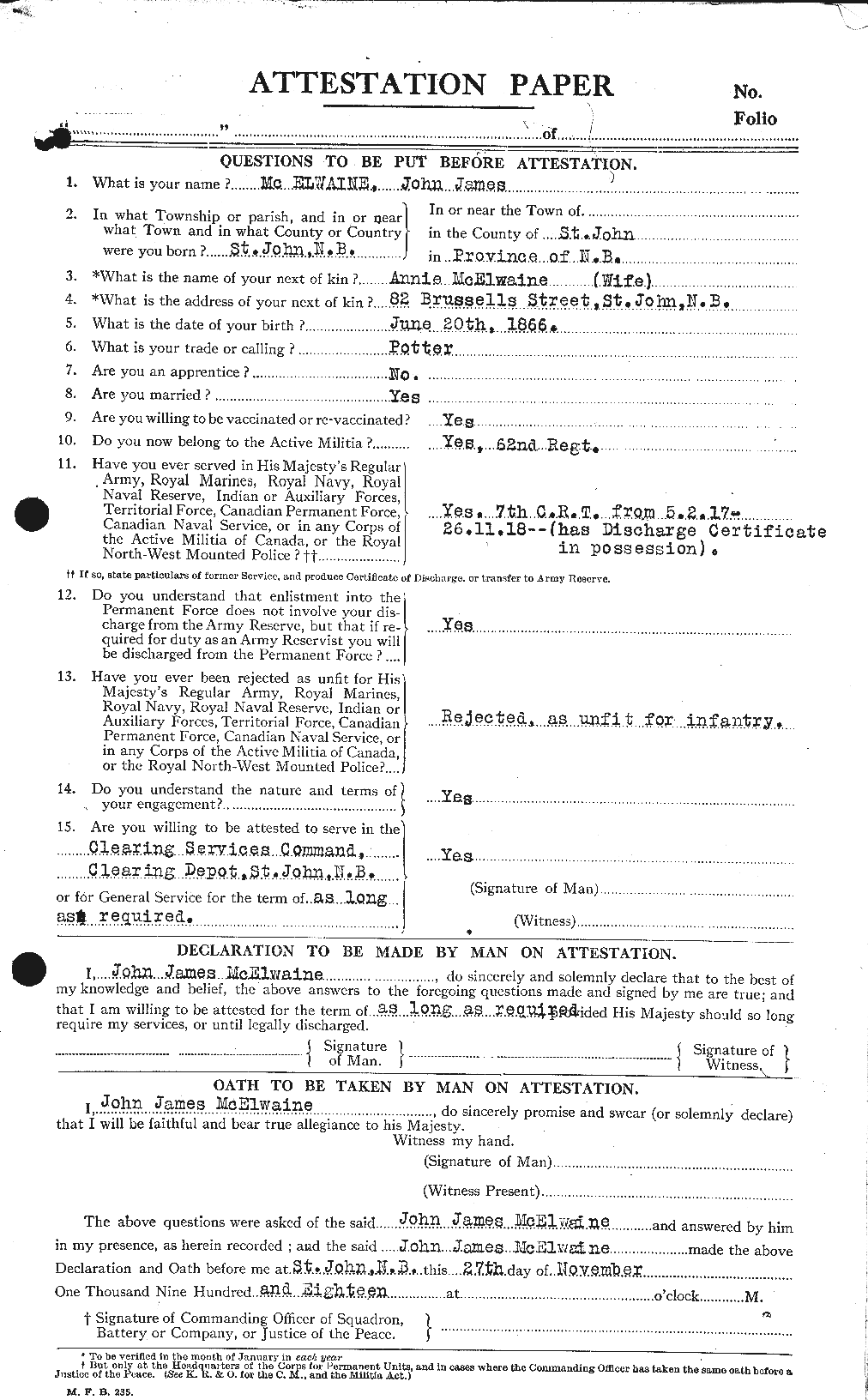 Personnel Records of the First World War - CEF 522115a