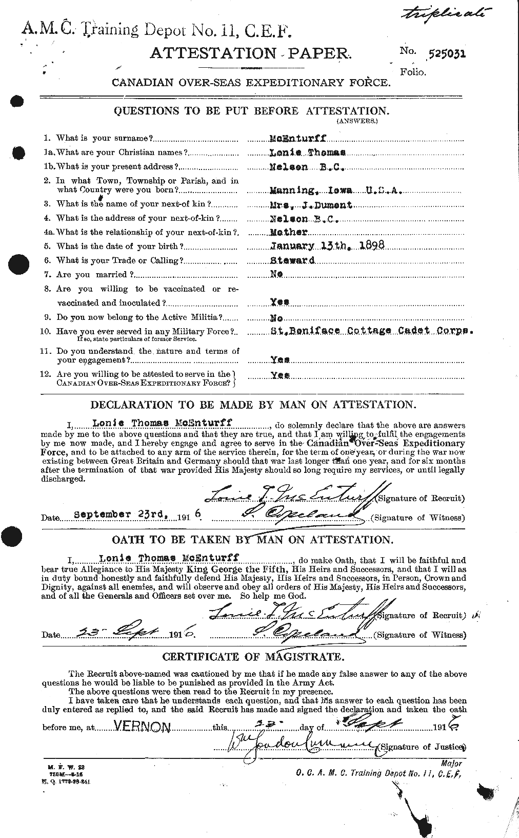 Personnel Records of the First World War - CEF 522152a