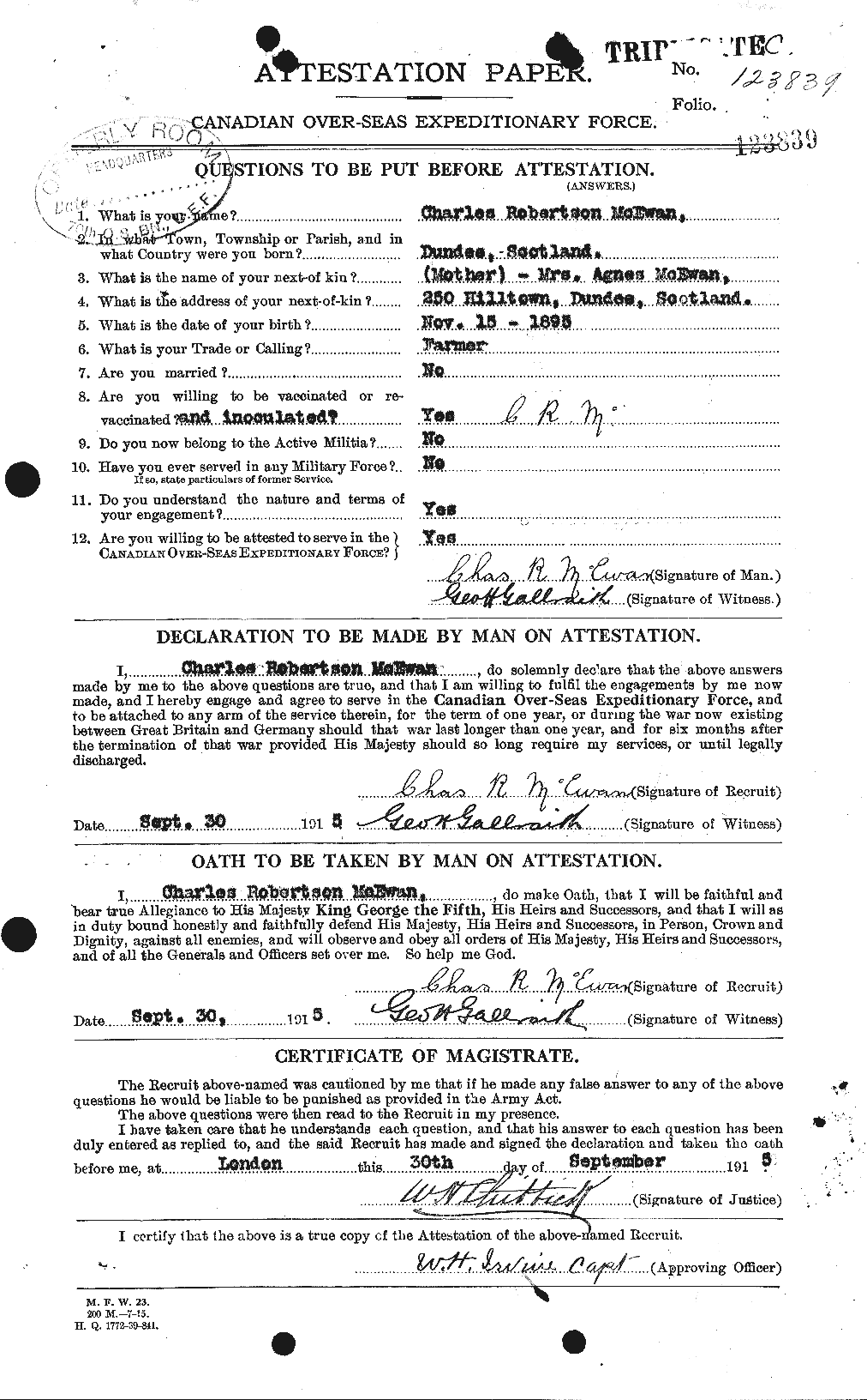 Personnel Records of the First World War - CEF 522199a