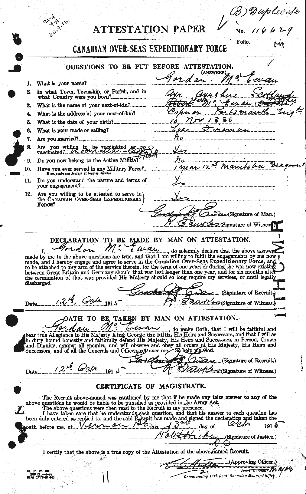 Personnel Records of the First World War - CEF 522220a