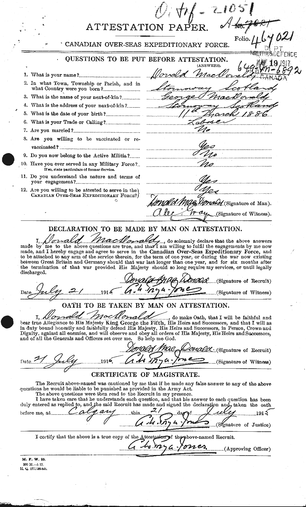 Personnel Records of the First World War - CEF 522291a