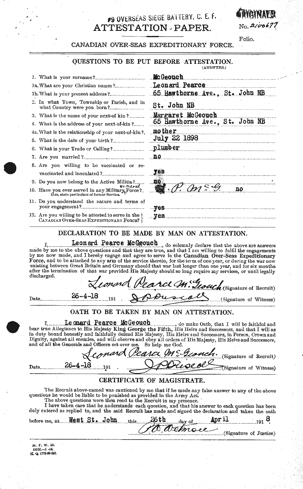 Personnel Records of the First World War - CEF 522430a
