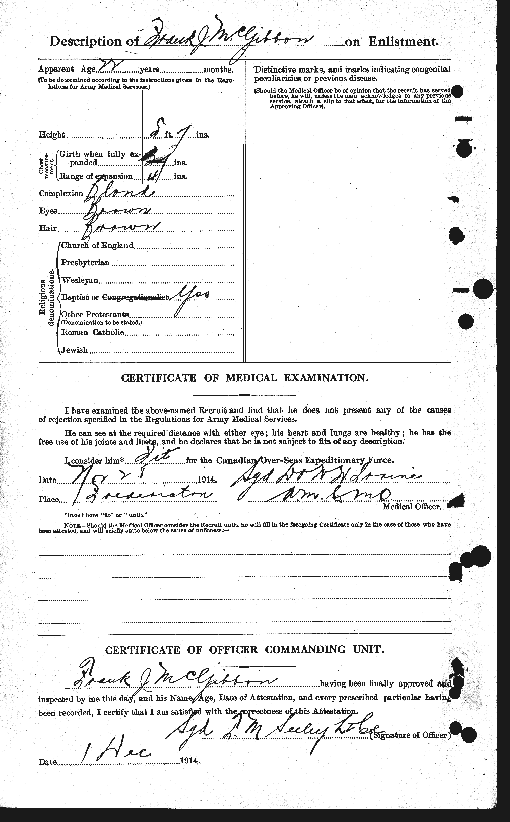 Dossiers du Personnel de la Première Guerre mondiale - CEC 522484b