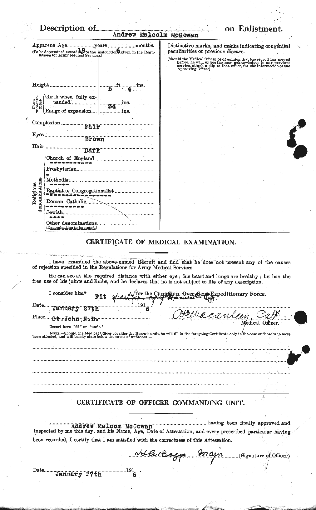 Dossiers du Personnel de la Première Guerre mondiale - CEC 522540b