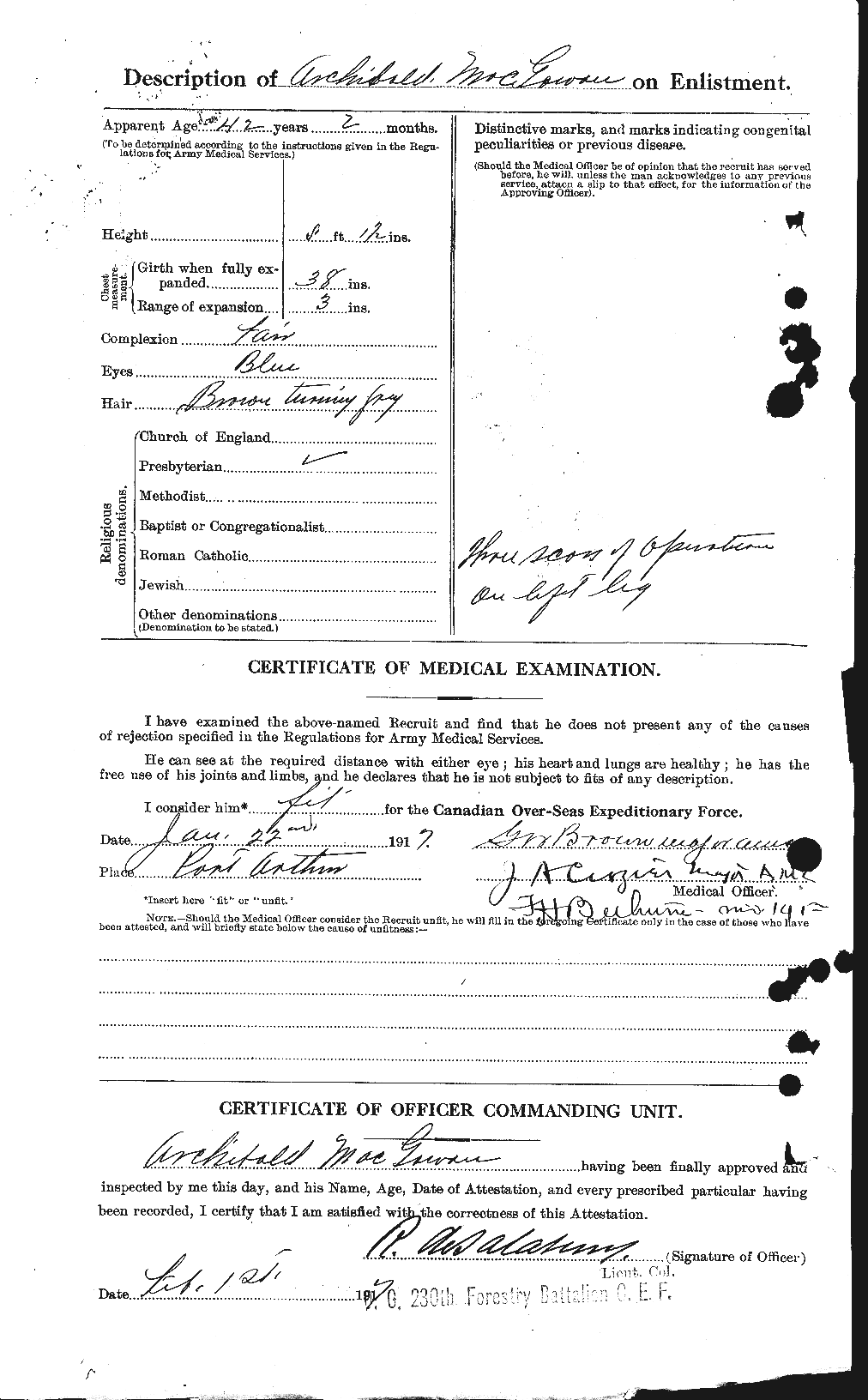 Dossiers du Personnel de la Première Guerre mondiale - CEC 522543b