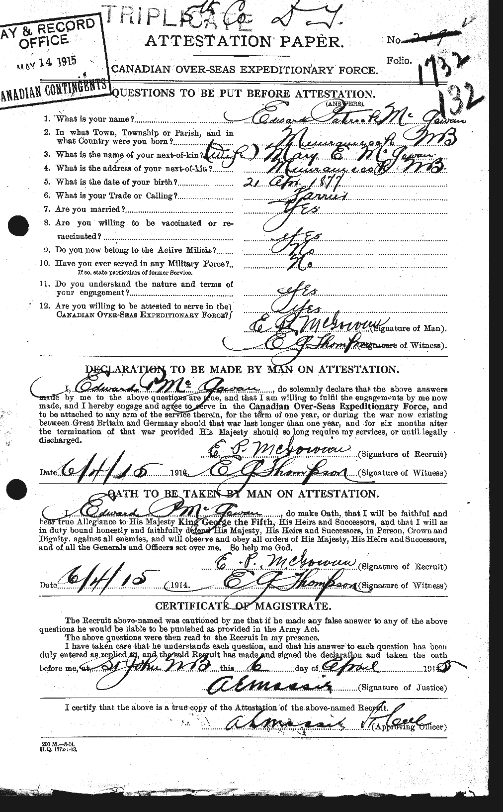 Personnel Records of the First World War - CEF 522561a