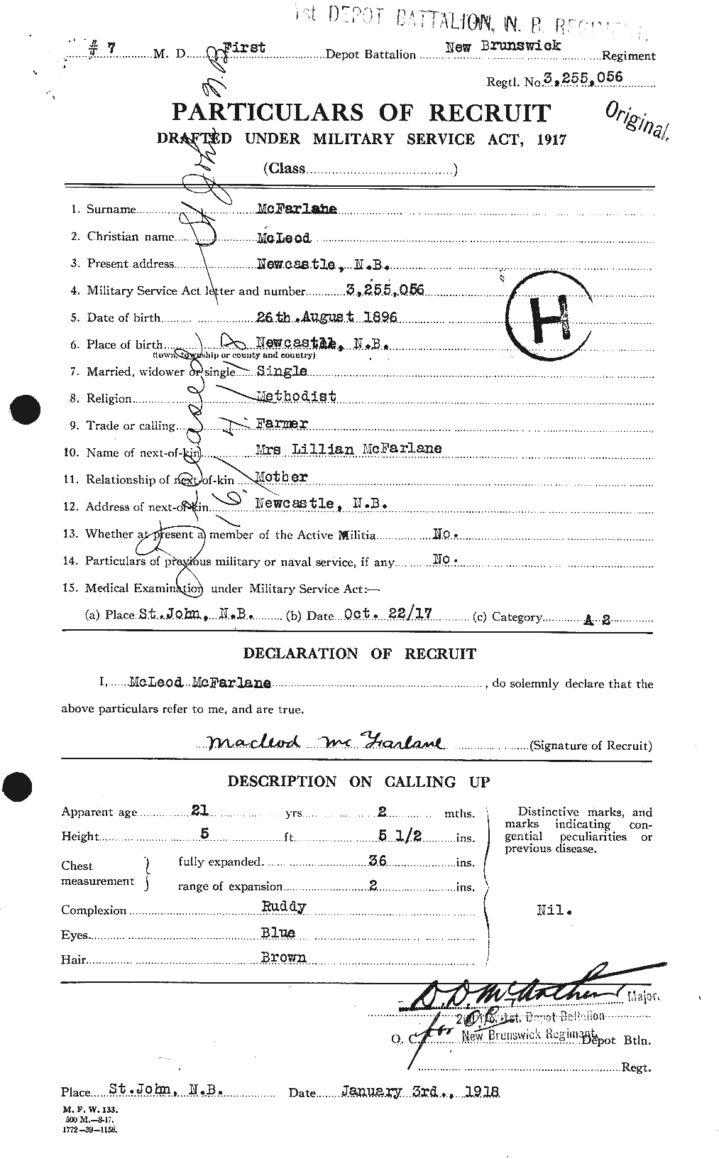 Dossiers du Personnel de la Première Guerre mondiale - CEC 522722a