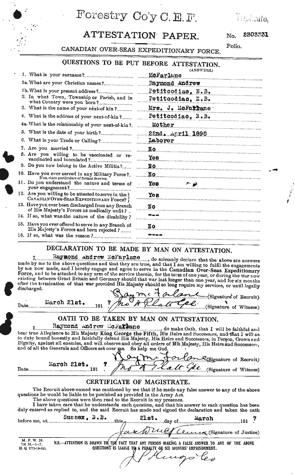 Personnel Records of the First World War - CEF 522751a