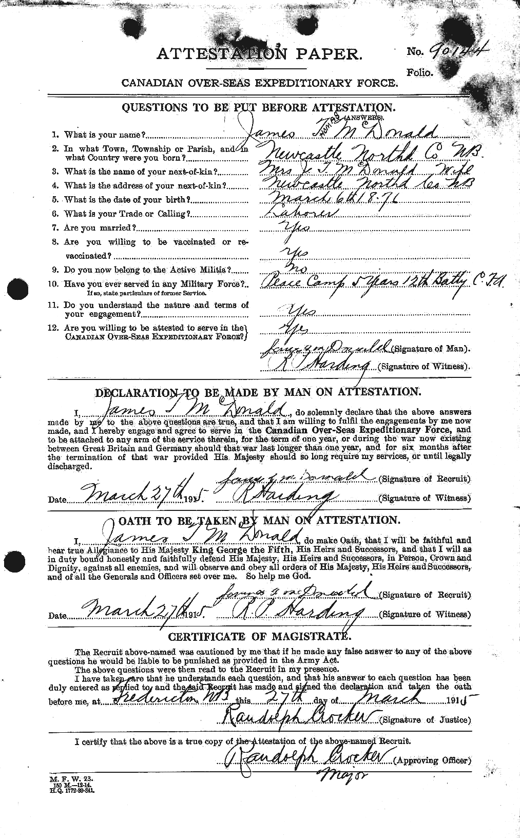Personnel Records of the First World War - CEF 522951a