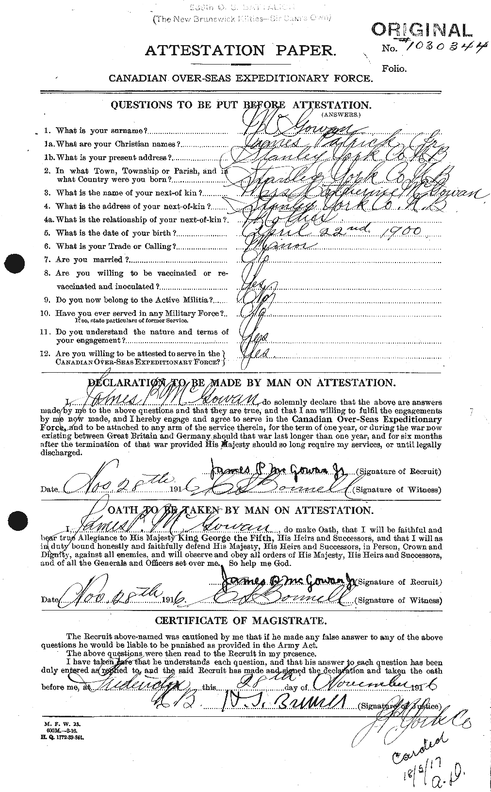 Personnel Records of the First World War - CEF 523160a