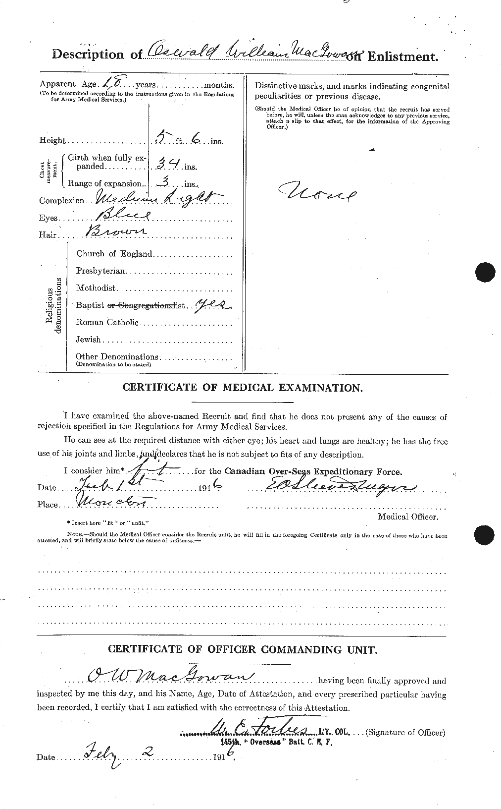 Dossiers du Personnel de la Première Guerre mondiale - CEC 523196b