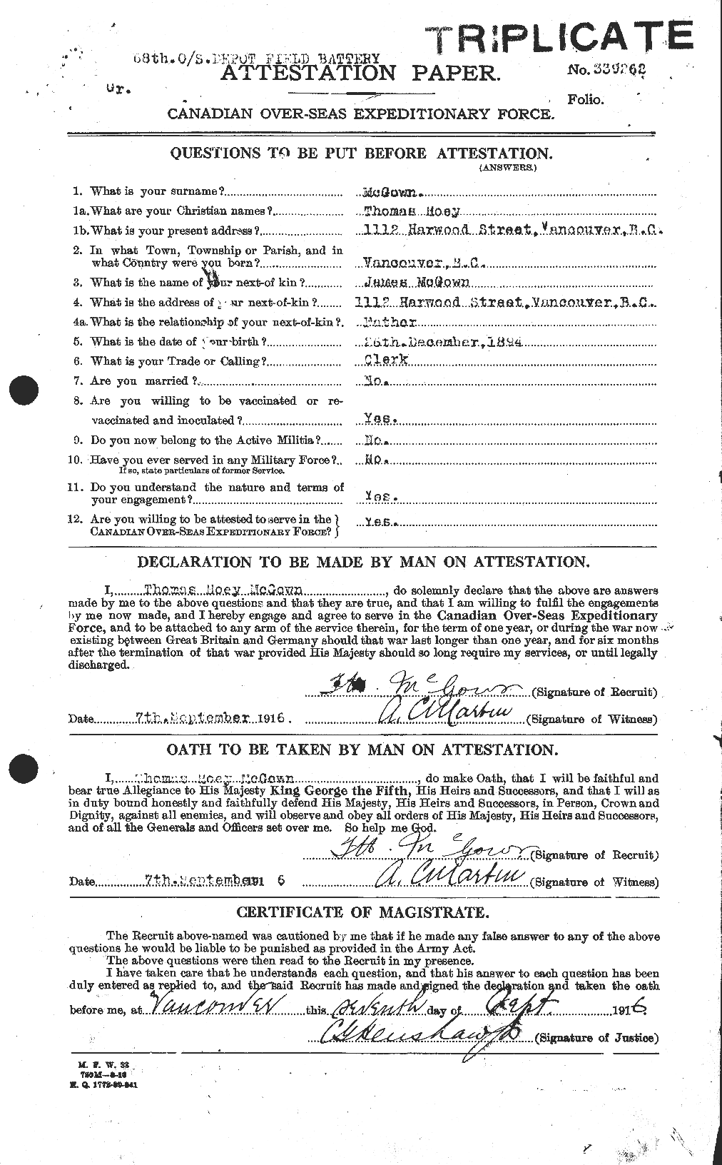 Personnel Records of the First World War - CEF 523258a