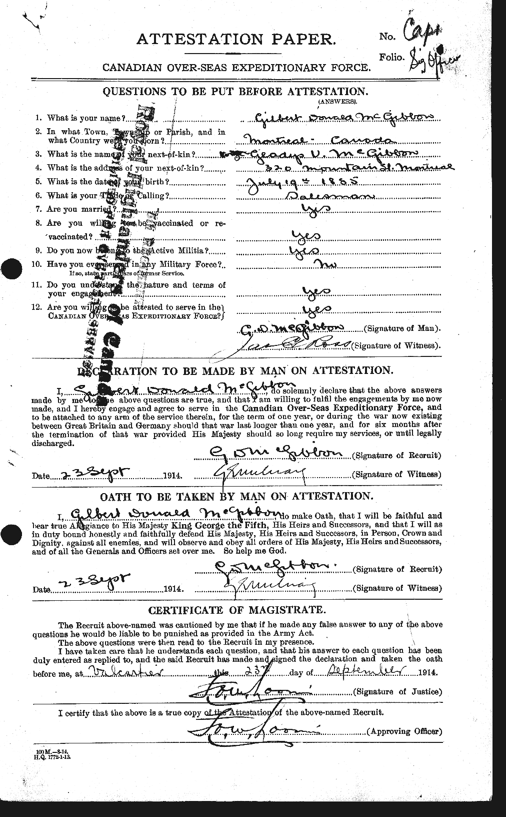 Personnel Records of the First World War - CEF 523385a