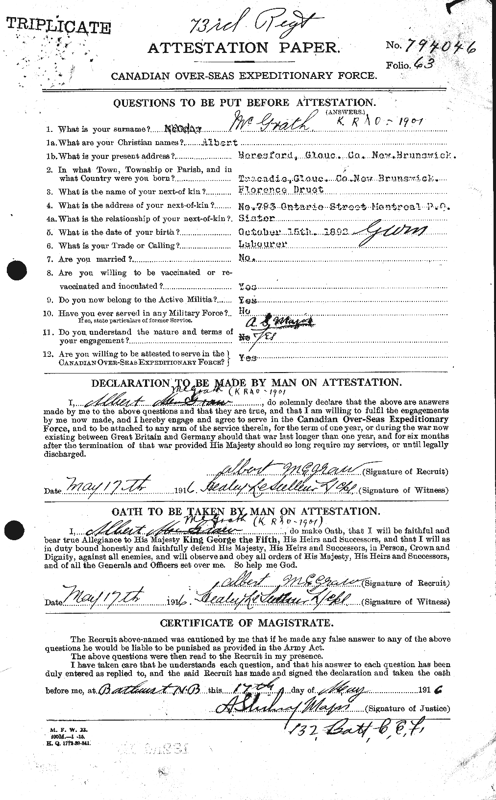 Personnel Records of the First World War - CEF 523517a