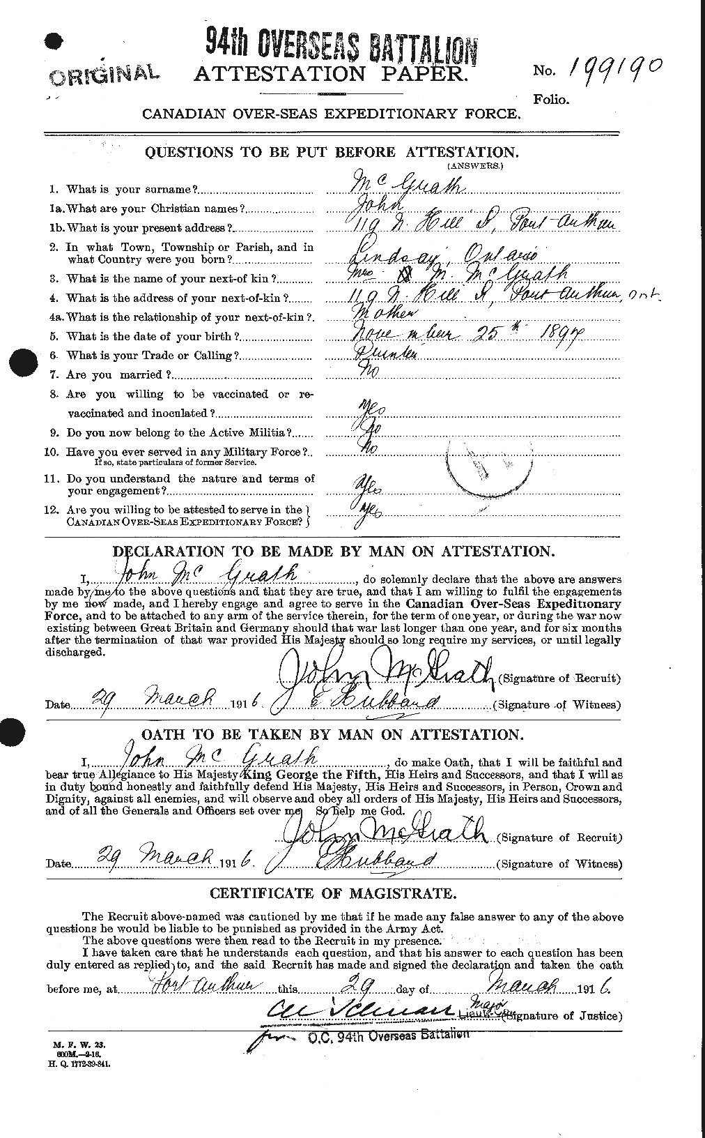 Personnel Records of the First World War - CEF 523595a