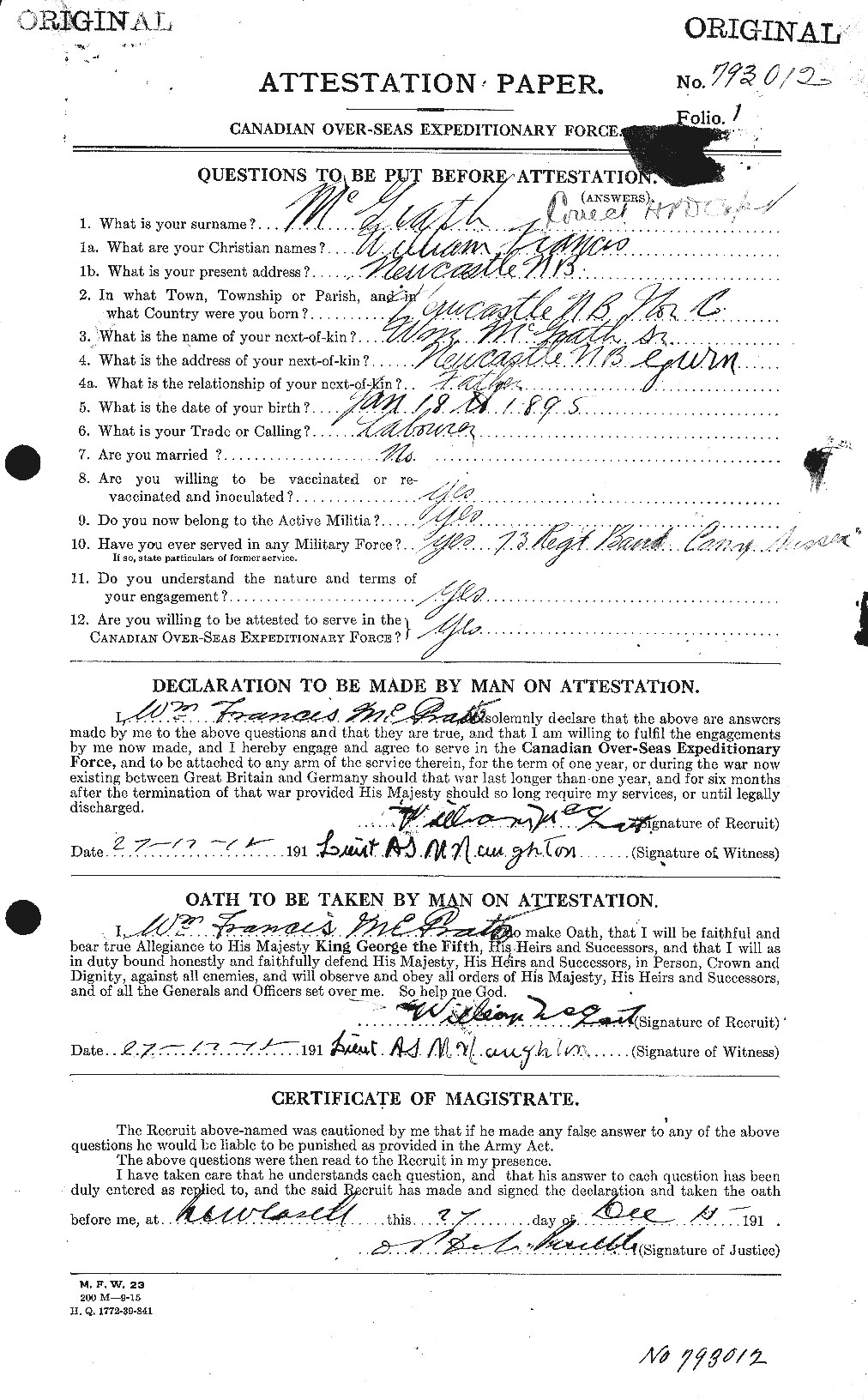 Personnel Records of the First World War - CEF 523700a