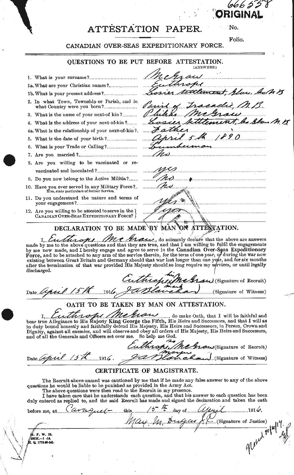 Personnel Records of the First World War - CEF 523724a