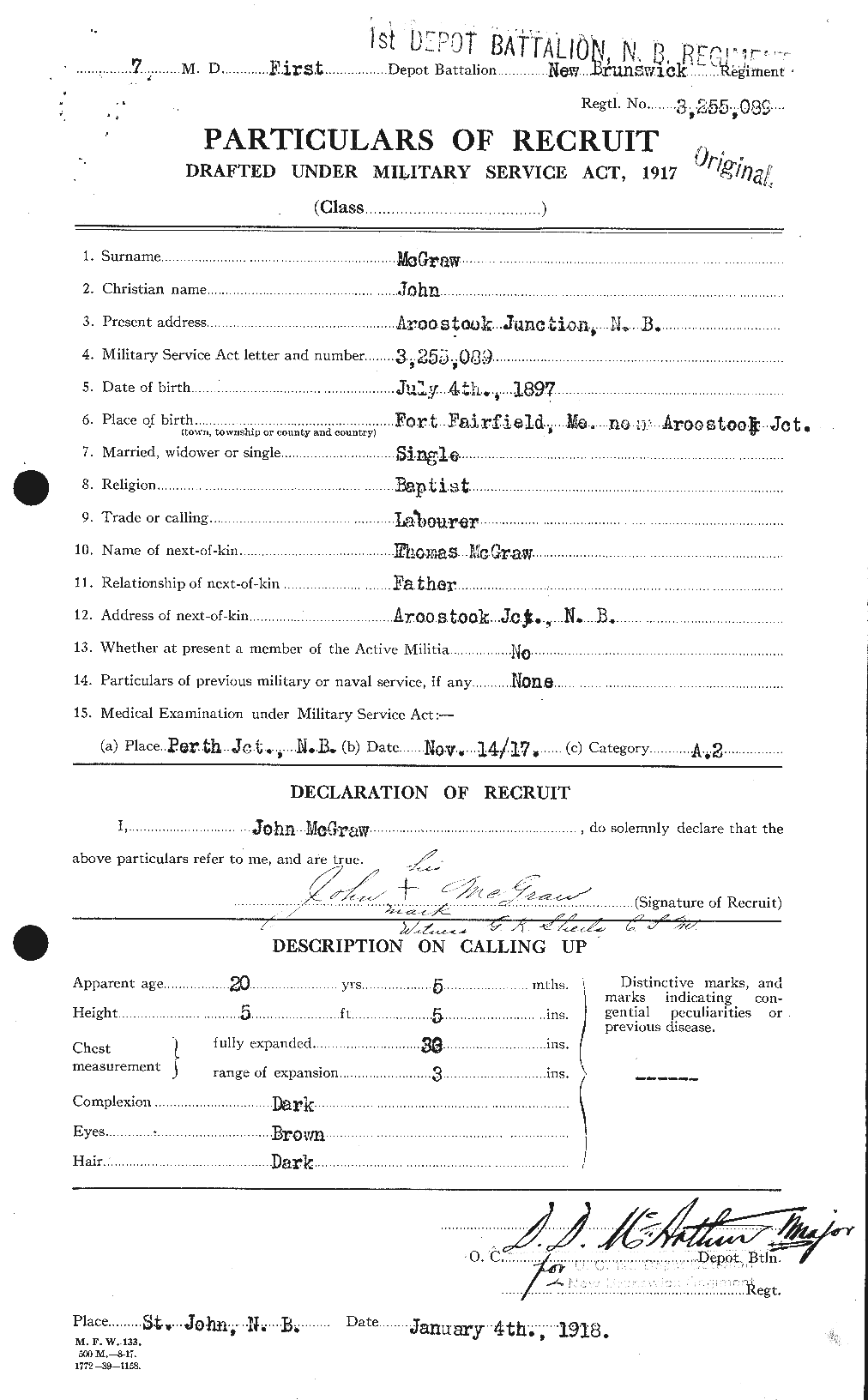 Dossiers du Personnel de la Première Guerre mondiale - CEC 523741a