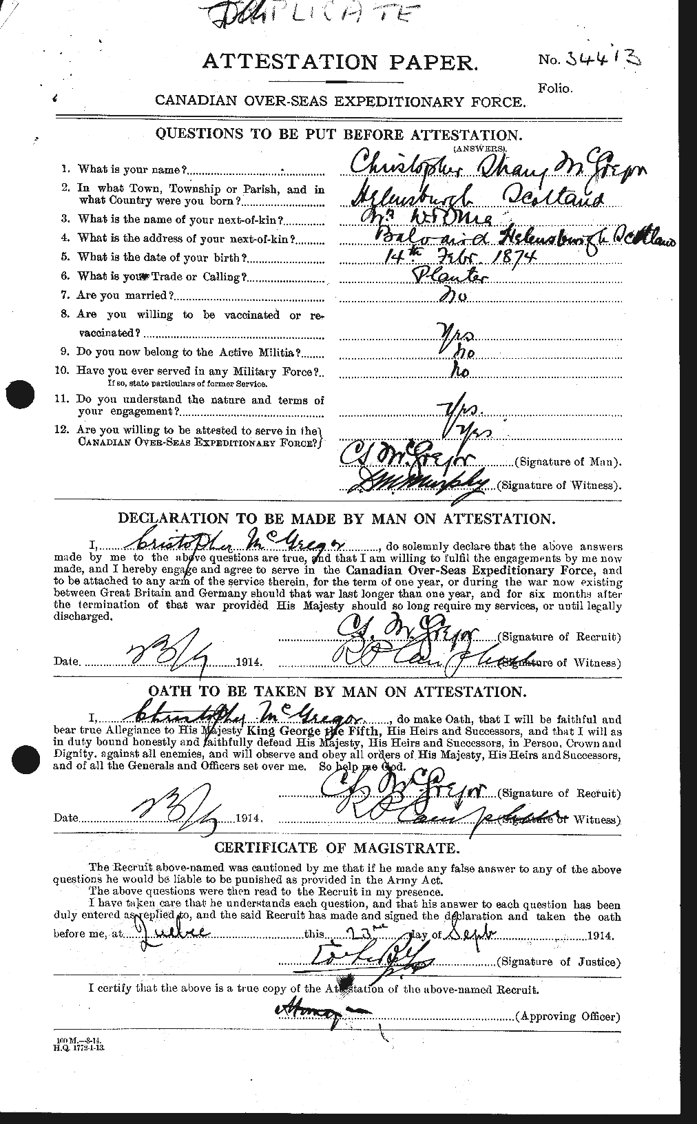 Personnel Records of the First World War - CEF 523874a