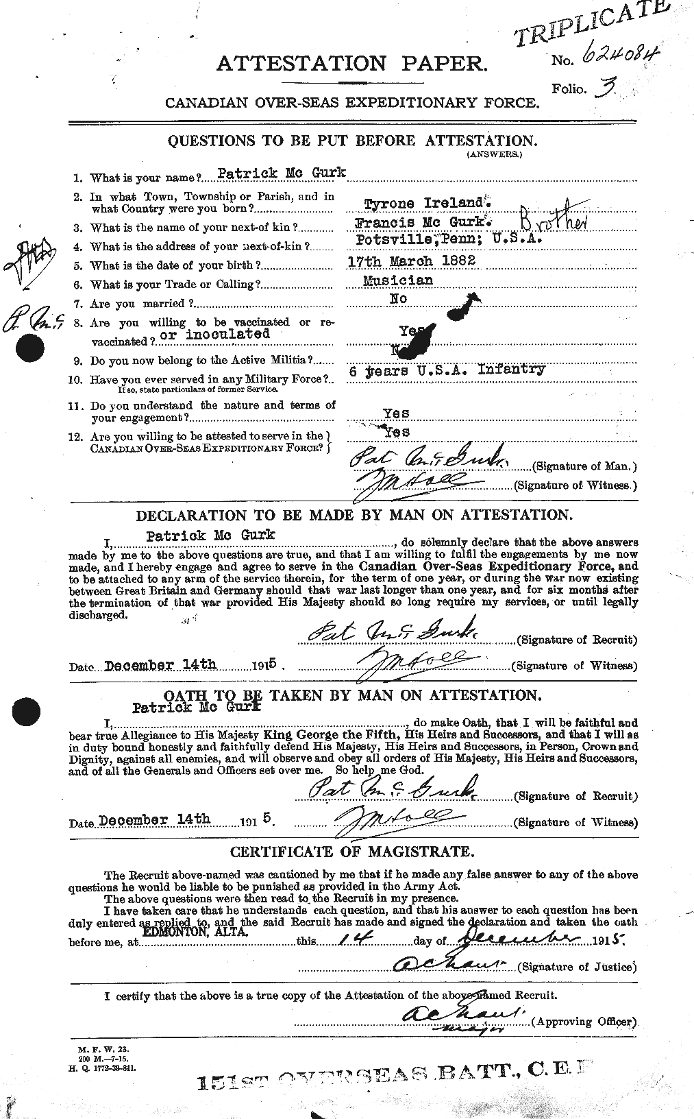 Personnel Records of the First World War - CEF 524178a