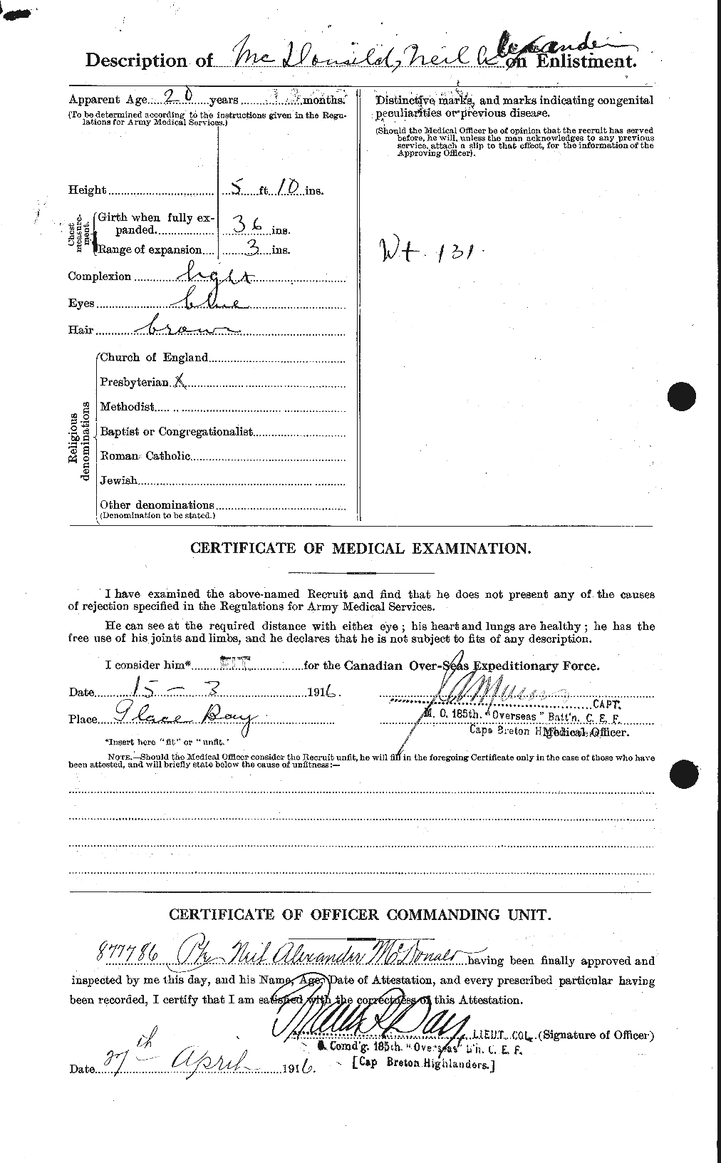 Dossiers du Personnel de la Première Guerre mondiale - CEC 524521b